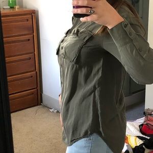 Army green button down